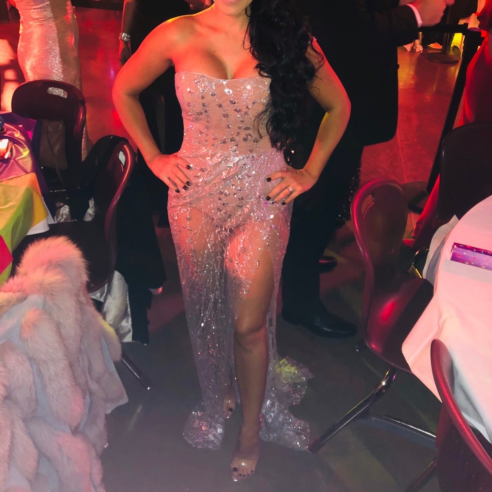 Sheer silver gown